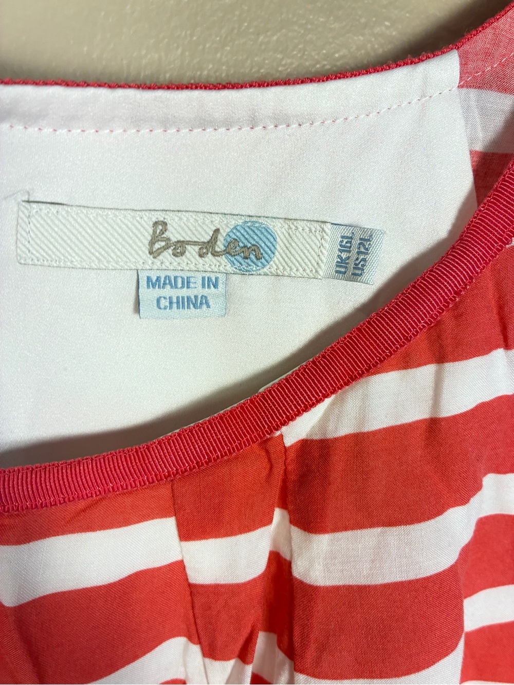 Boden Striped Belted Short Sleeve Knee Length Dress - Picture 14 of 14